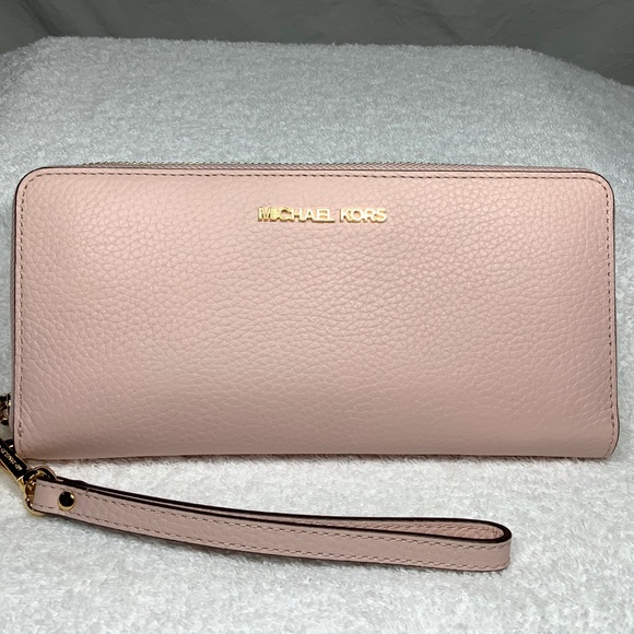 Michael Kors Jet Set Travel Large Pebbled Leather Wristlet - Picture 1 of 16